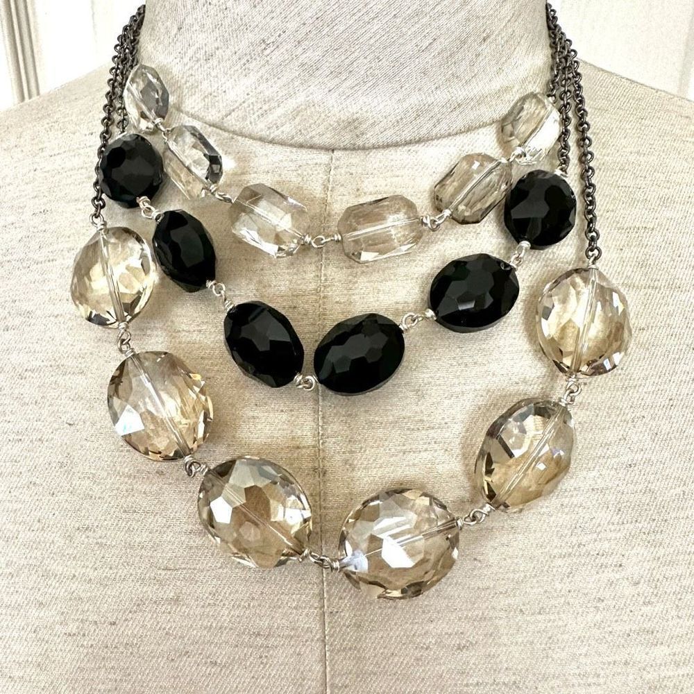 Multi strand black beaded necklace